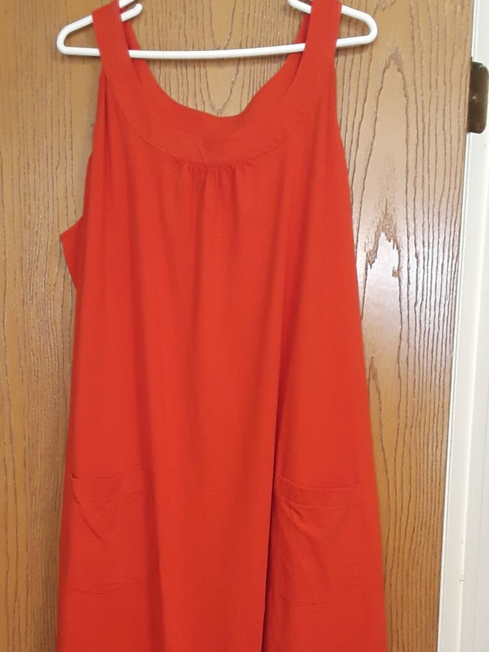 Vintage 90s Liz & Me Plus Size 4X Red Cotton Tank Dress Patch Pockets Casual
